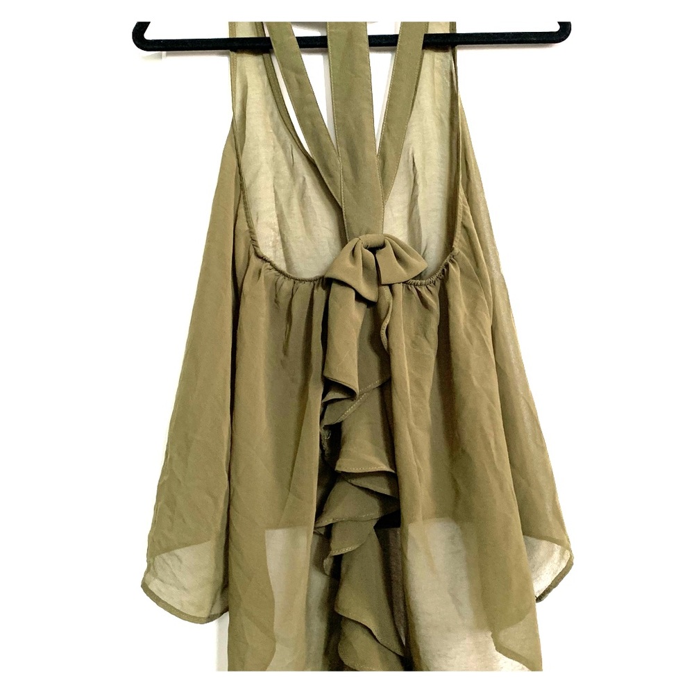 Olive green semi-sheer dress shirt